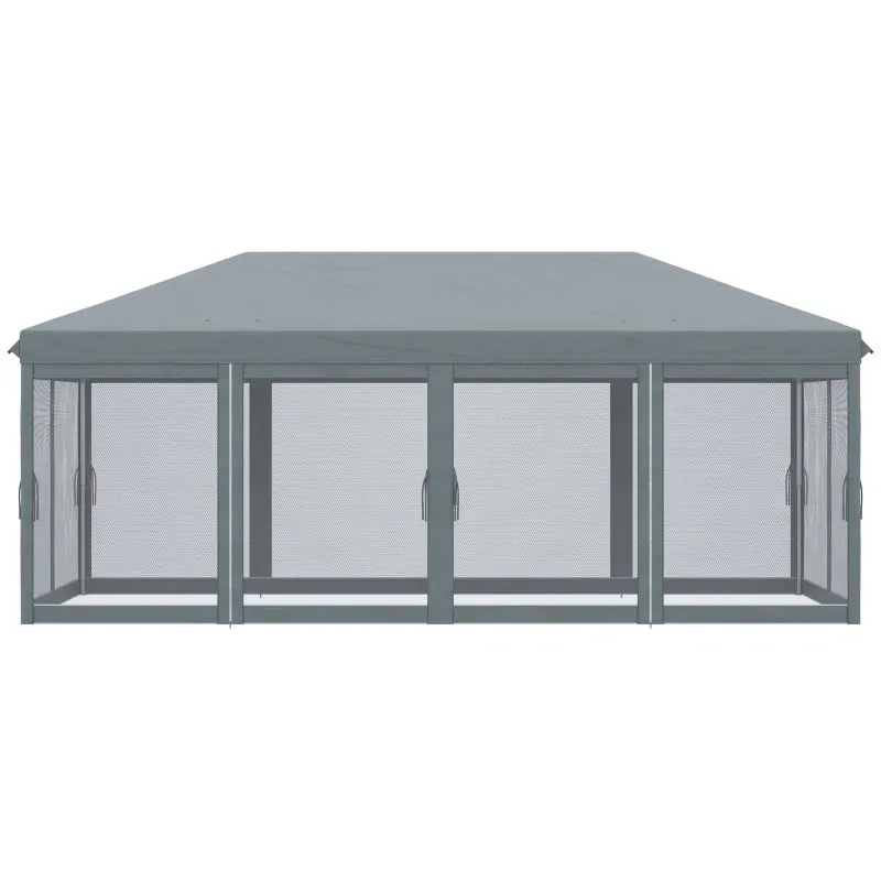 10' x 20' Pop Up Canopy Tent with 6 Removable Mesh Sidewalls - Gray