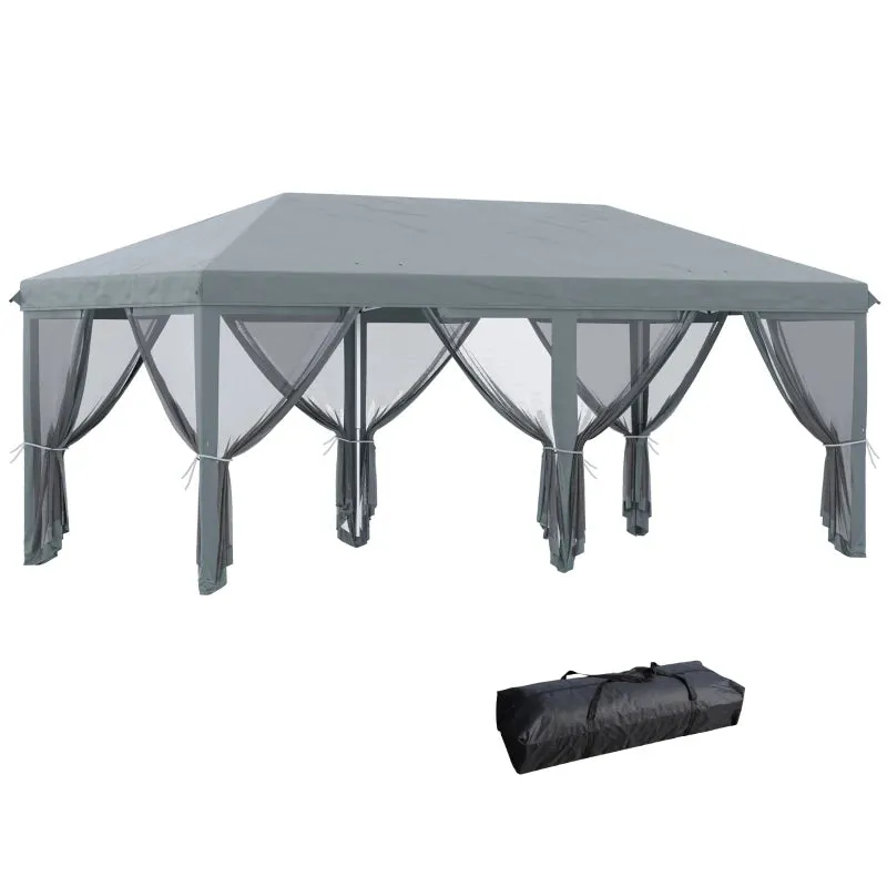 10' x 20' Pop Up Canopy Tent with 6 Removable Mesh Sidewalls - Gray