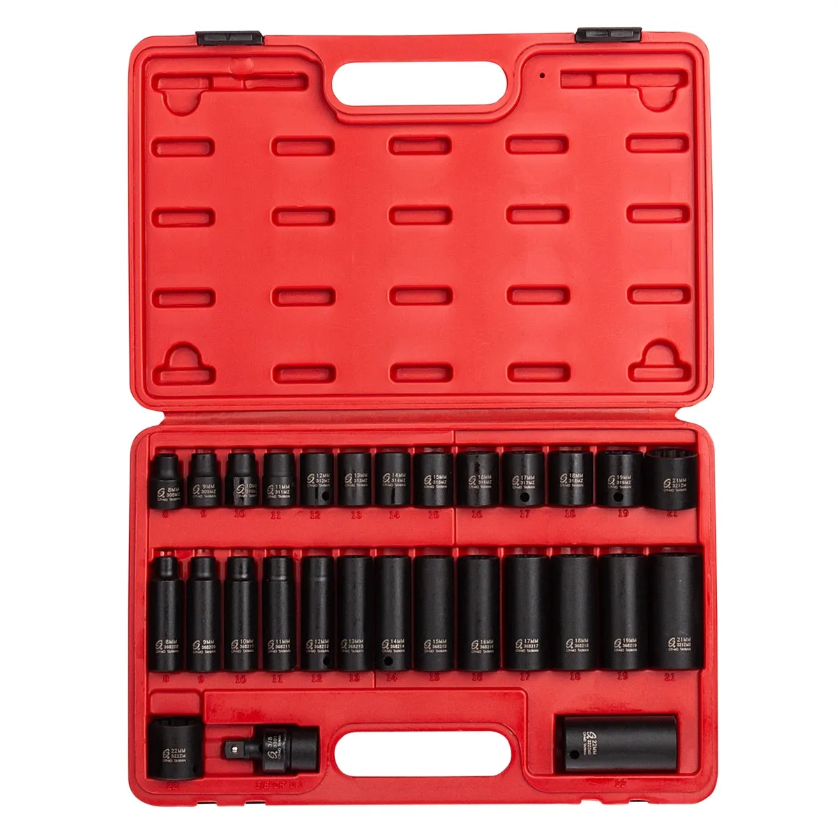 29 PIece 3/8" Drive 12 Point Master Metric Impact Socket Set SUN3330