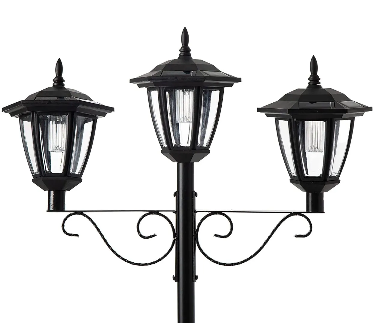 3 Fixture Outdoor Solar LED Lamp Post With 50 Lumen - 72Inch