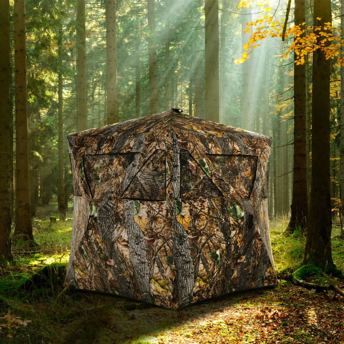 3 Person Portable Hunting Blind with Mesh Window and Ground Stakes-Size 1