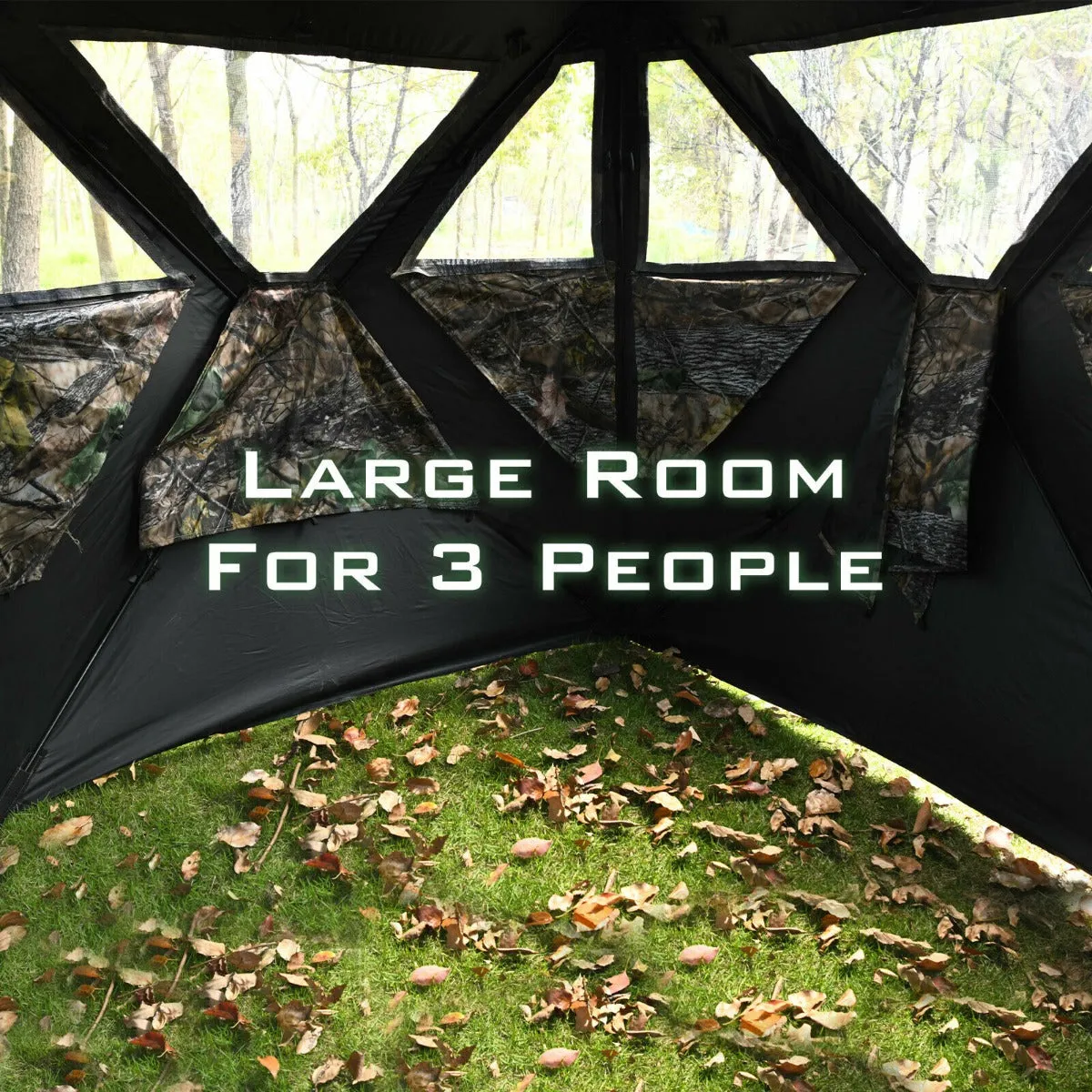 3 Person Portable Hunting Blind with Mesh Window and Ground Stakes-Size 1