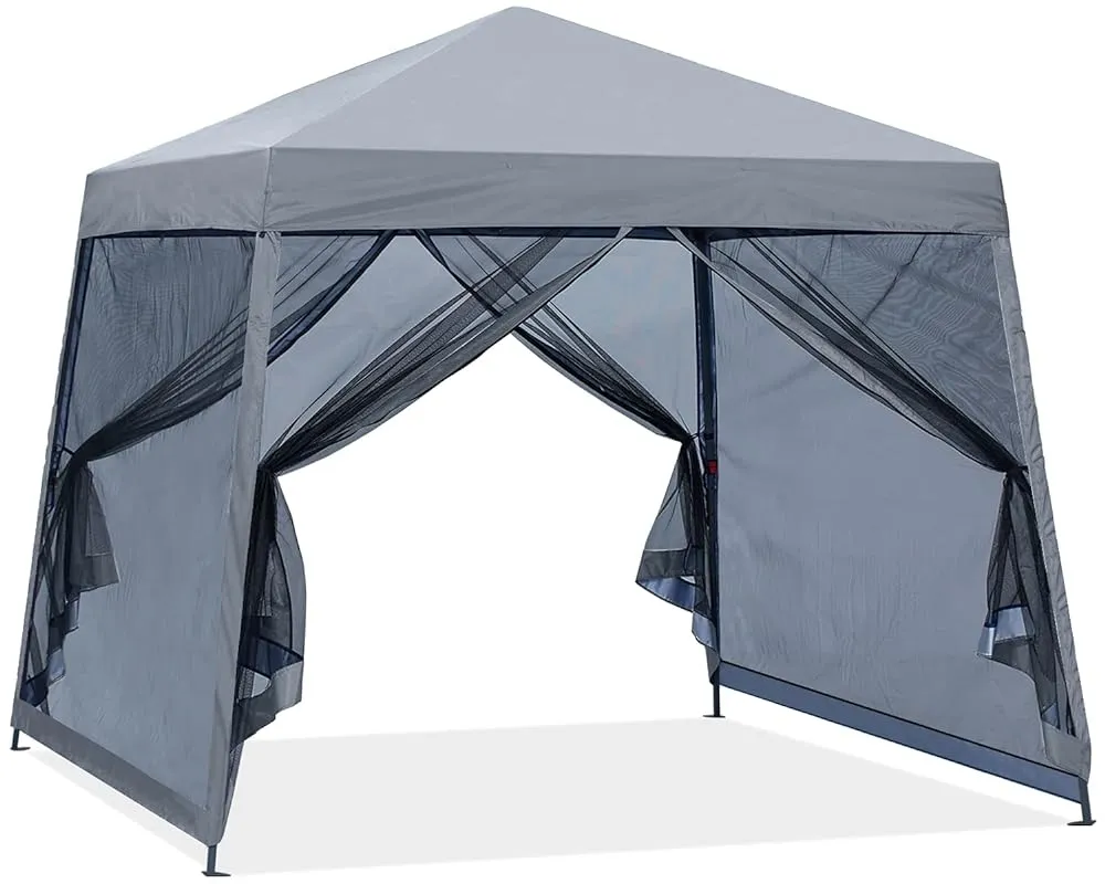 ABCCANOPY Outdoor Slant 10x10/12x12 Camping Canopy Tent With Mesh Walls