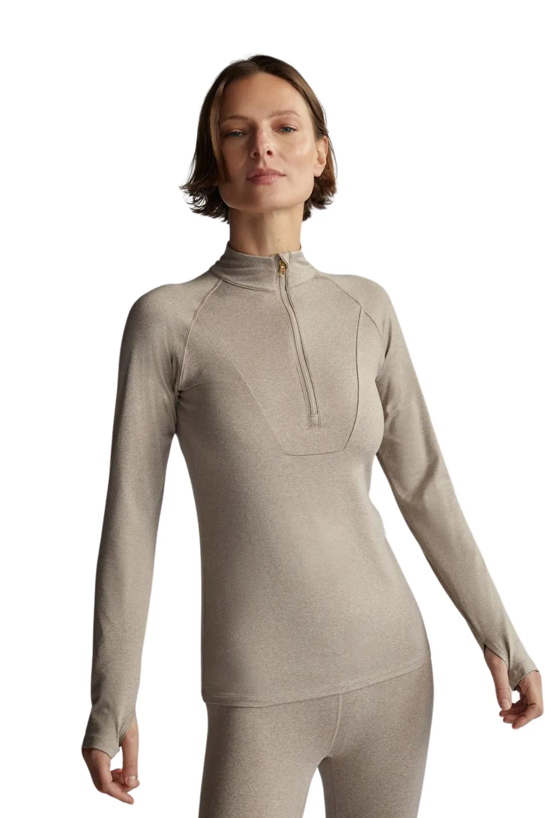 Always Warm Base Layer Half Zip, Taupe Marl