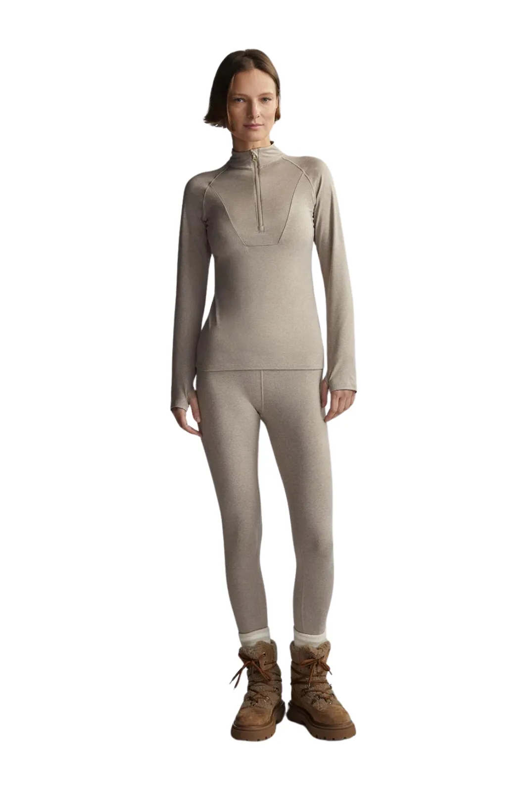 Always Warm Base Layer Half Zip, Taupe Marl