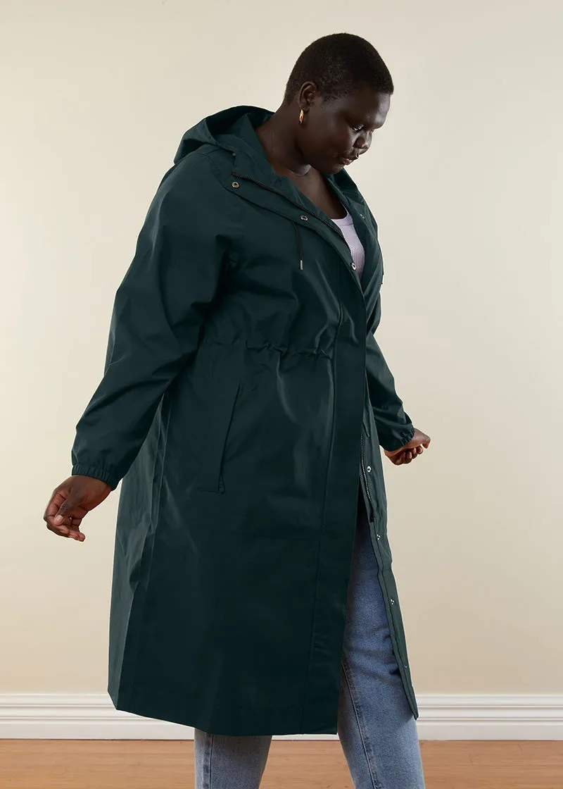 Amble Overland Womens Plus Size Rain Long Jacket Eucalyptus 2XL-4XL