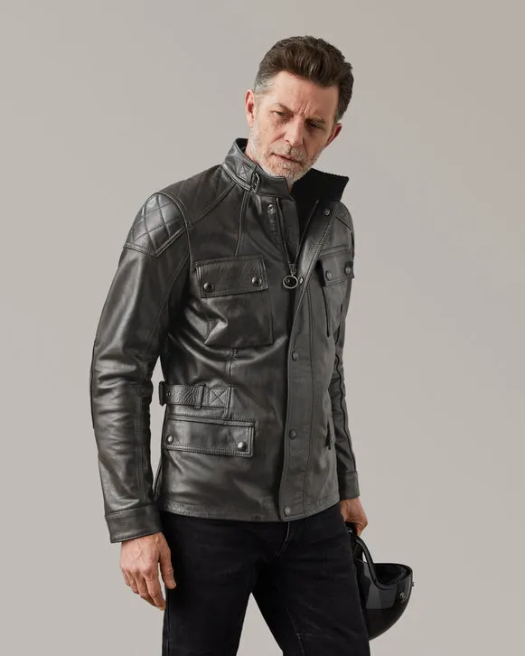 BELSTAFF TURNER HAND WAXED LEATHER MOTORCYCLE JACKET - ANTIQUE BLACK