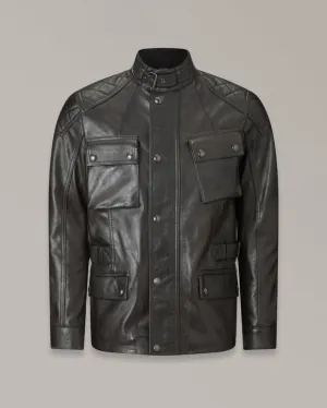 BELSTAFF TURNER HAND WAXED LEATHER MOTORCYCLE JACKET - ANTIQUE BLACK