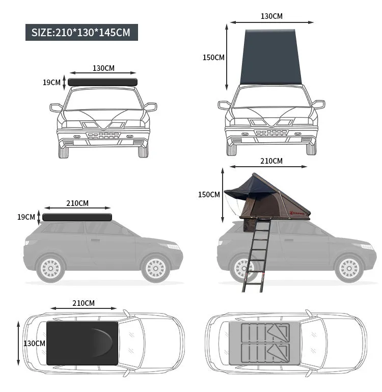 (Black Friday sale) KIWIKINGS Aluminum Triangle K5-A1.3T hard shell roof top tent