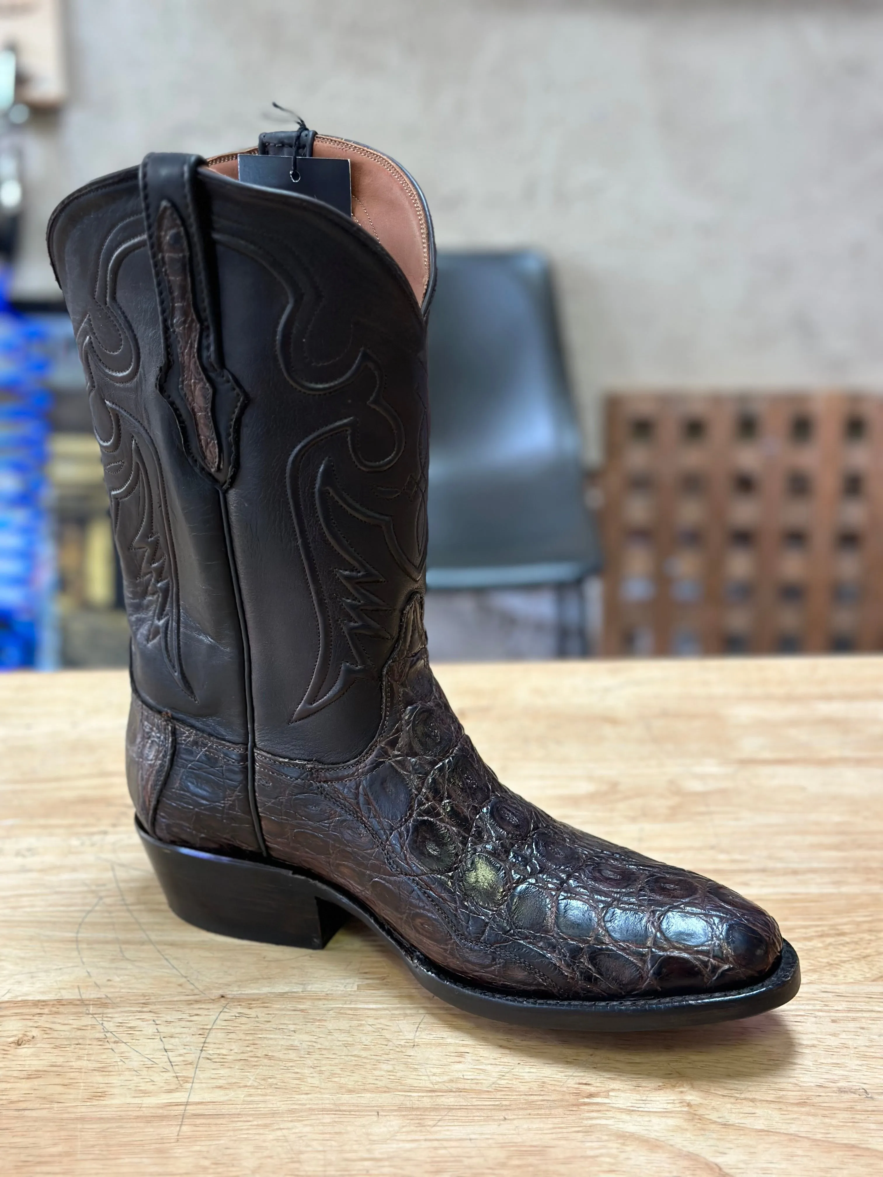 Black Jack Chocolate Caiman Flank Boots