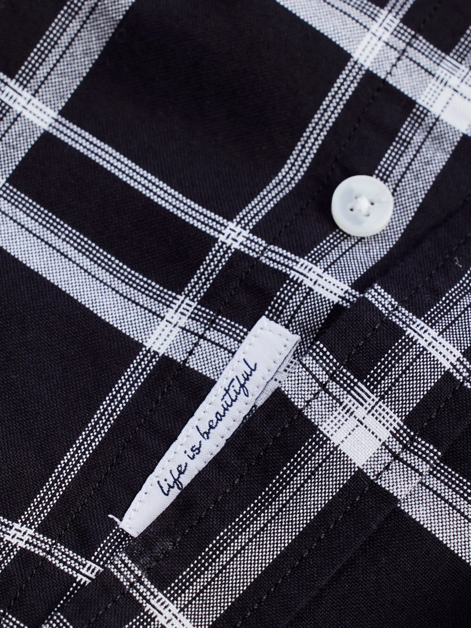 Black Pure Cotton Checked Shirt