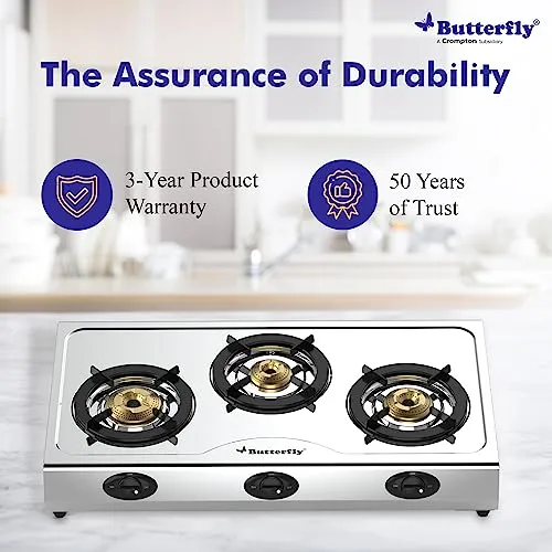 Butterfly Bolt 3B Stainless Steel LPG Gas Stove, Silver