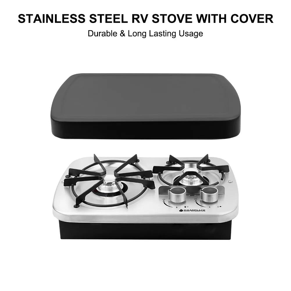 Camplux Built-In RV Propane Gas Cooktop w/ 2 Burner