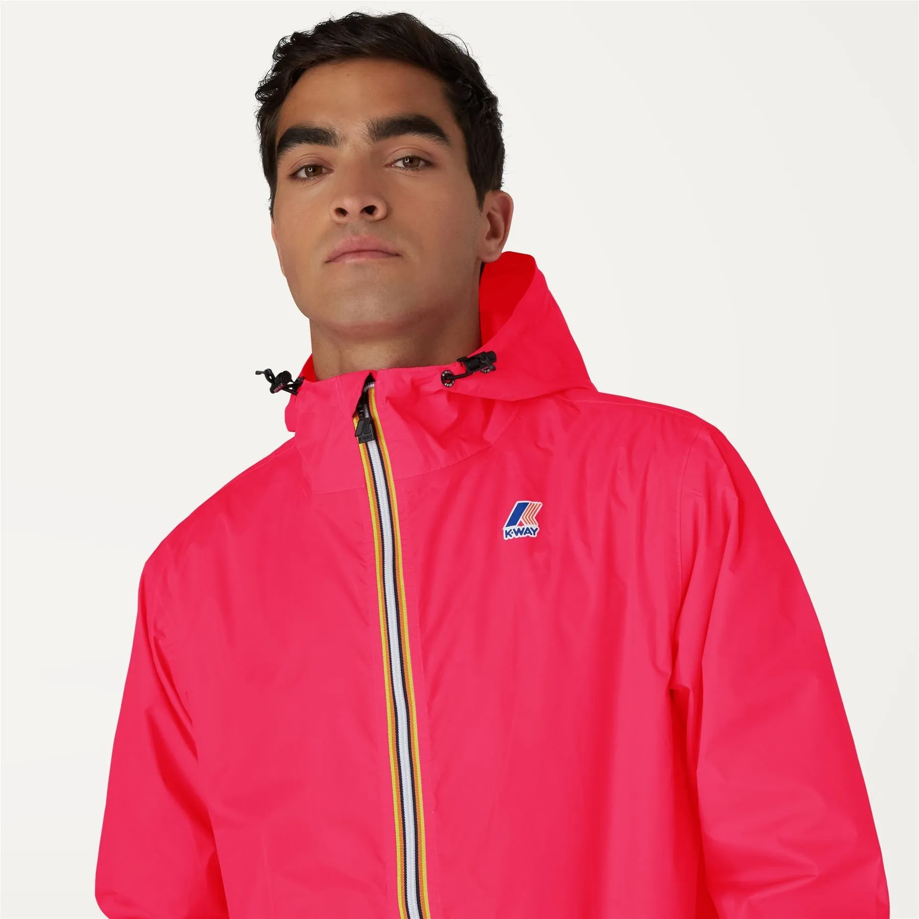 Claude - Unisex Packable Full Zip Waterproof Rain Jacket in Pink Intense