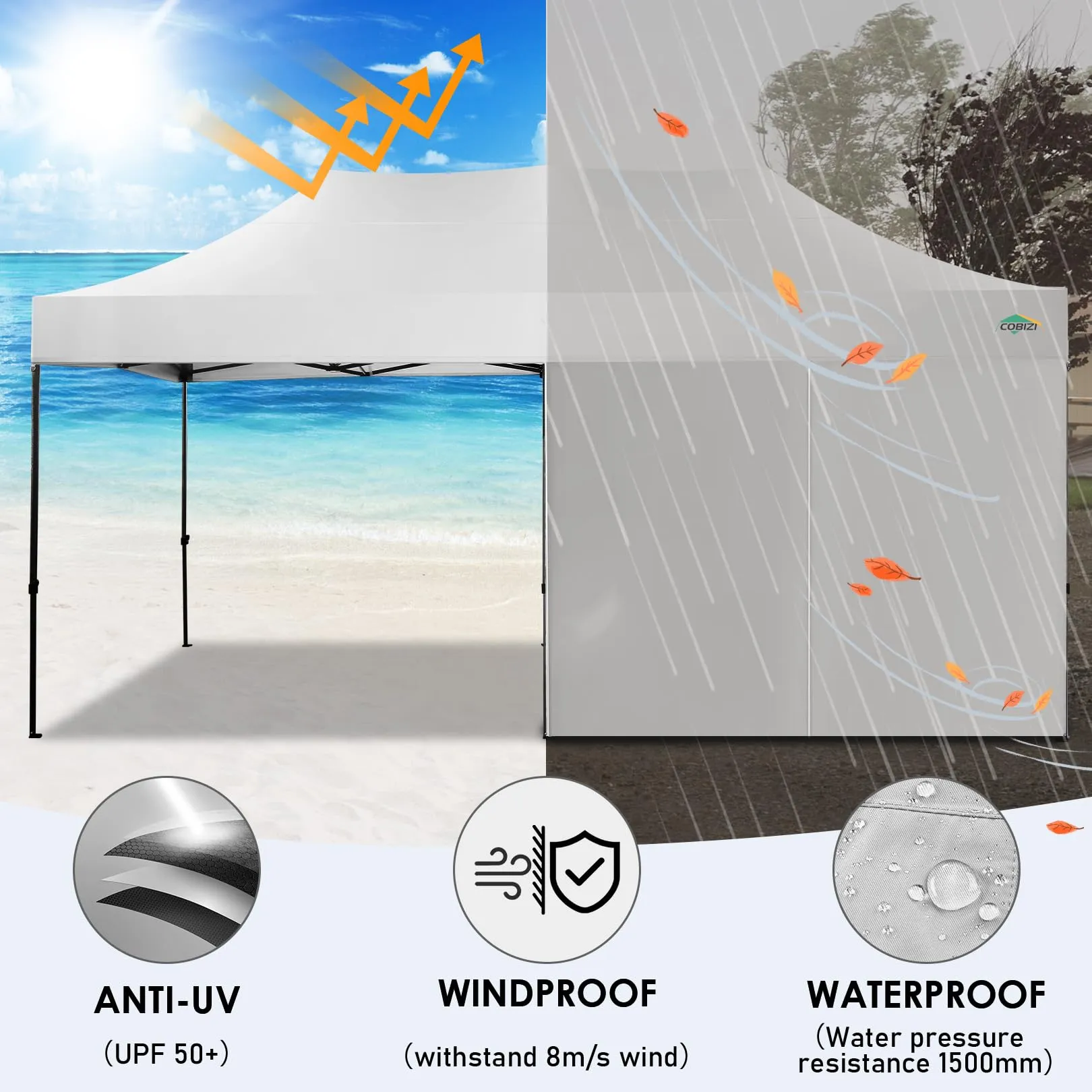 COBIZI 10'x20' Canopy EZ Pop Up Canopy Anti-UV Waterproof Outdoor Tent