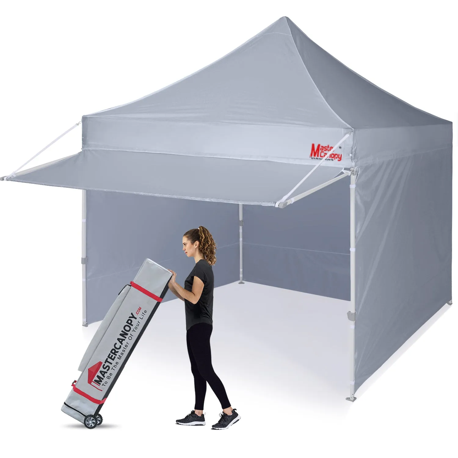 Commercial Series- 10x10 Pop Up Canopy Tent with Awning and 4 Removable Sidewalls