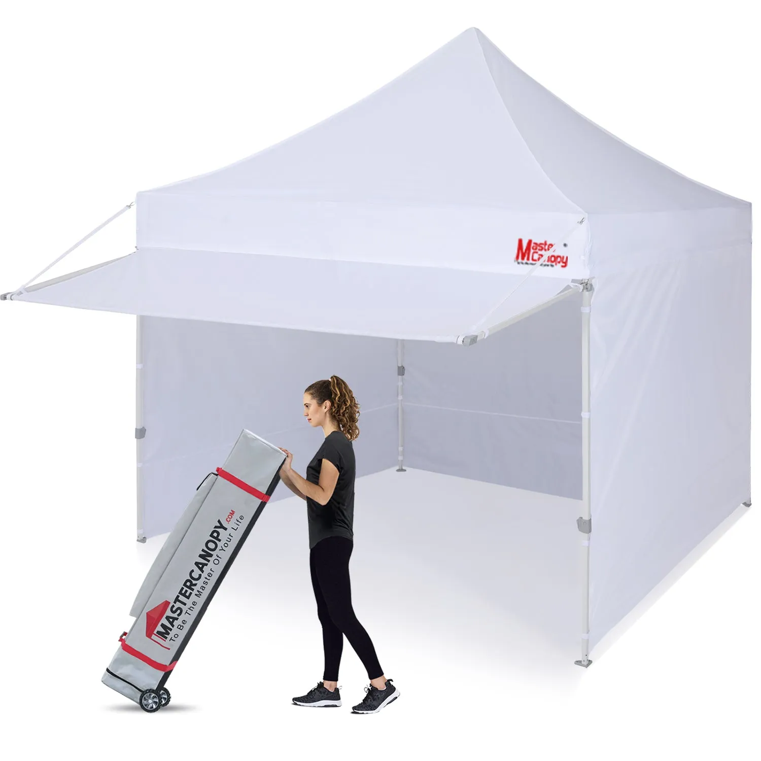 Commercial Series- 10x10 Pop Up Canopy Tent with Awning and 4 Removable Sidewalls