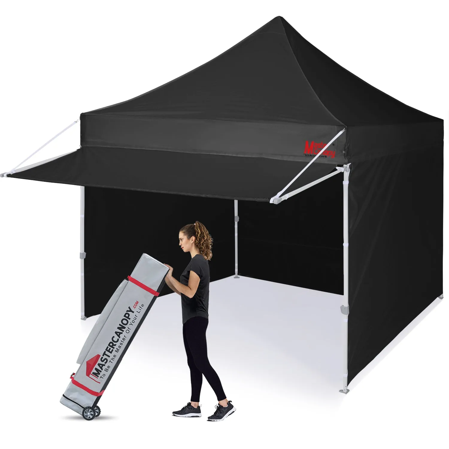 Commercial Series- 10x10 Pop Up Canopy Tent with Awning and 4 Removable Sidewalls