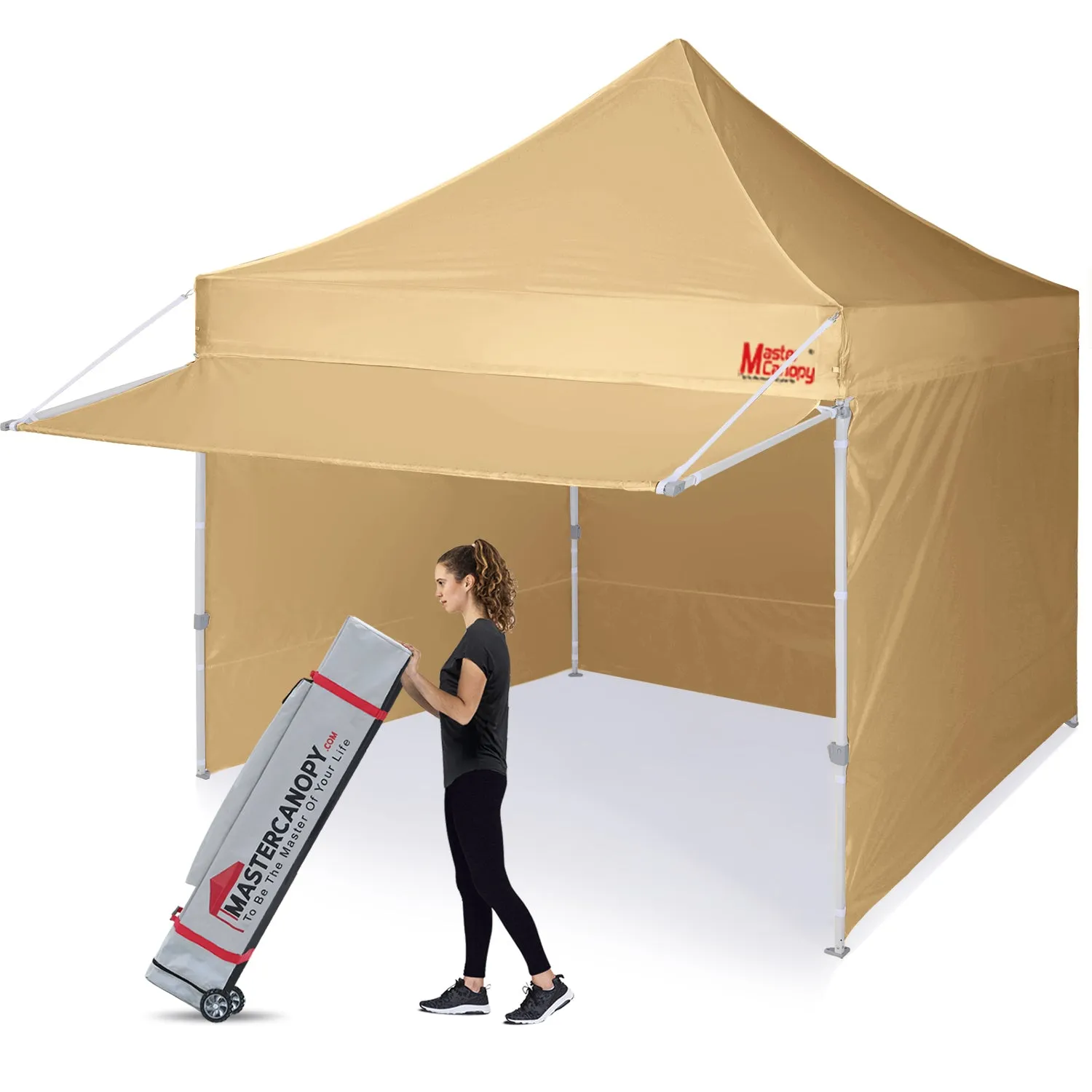 Commercial Series- 10x10 Pop Up Canopy Tent with Awning and 4 Removable Sidewalls