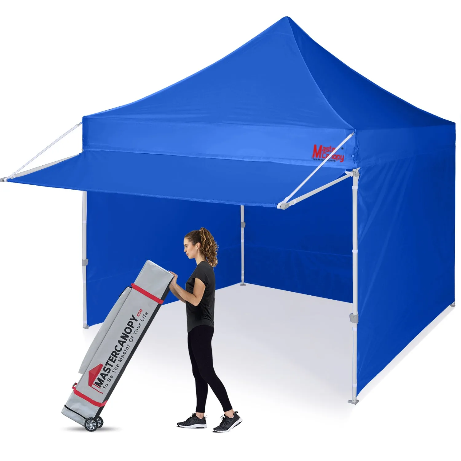 Commercial Series- 10x10 Pop Up Canopy Tent with Awning and 4 Removable Sidewalls