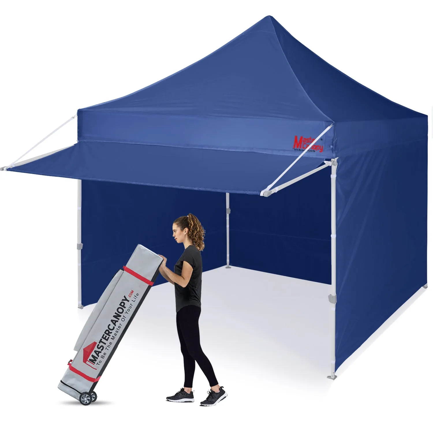 Commercial Series- 10x10 Pop Up Canopy Tent with Awning and 4 Removable Sidewalls