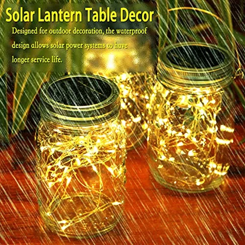 Cooo 12 Pack Crystal Glass Lanterns Sets Solar Powered 30LED Mason Jar Lights,Waterproof Outdoor Hanging Patio Porch Garden Yard Backyard Balcony Lawn Handmade Wall Lighting Fixtures Decor-Warm White