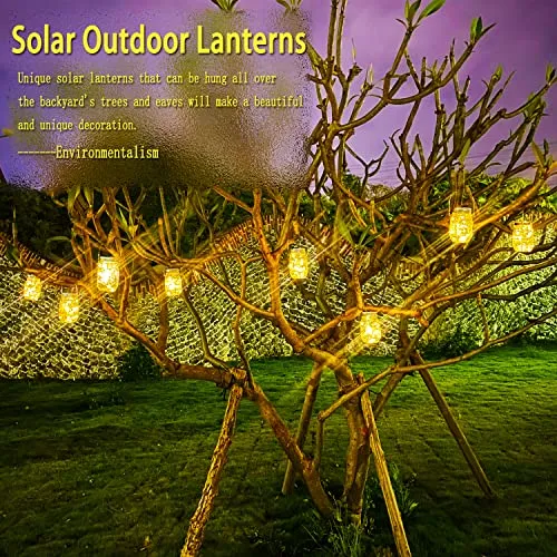 Cooo 12 Pack Crystal Glass Lanterns Sets Solar Powered 30LED Mason Jar Lights,Waterproof Outdoor Hanging Patio Porch Garden Yard Backyard Balcony Lawn Handmade Wall Lighting Fixtures Decor-Warm White