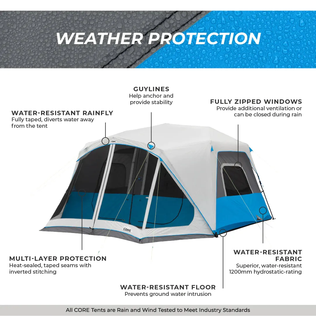 CORE 10 Person Lighted Instant Tent with Screen Room 14' x 10'