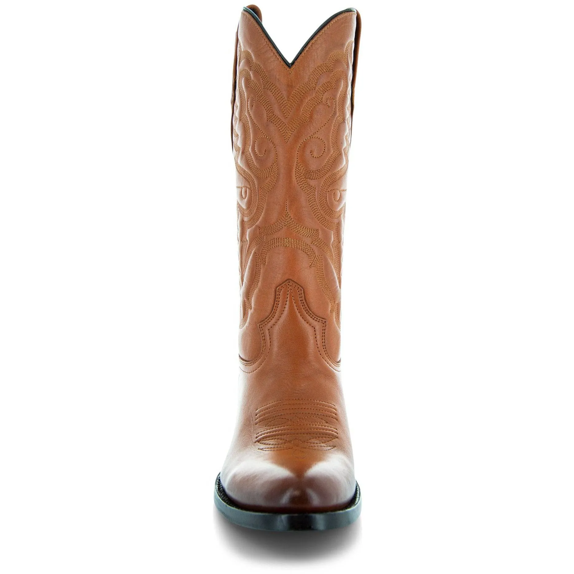 Cowboy Dress Boots | Mens Classic Round-Toe Boots (H7001-Tan)