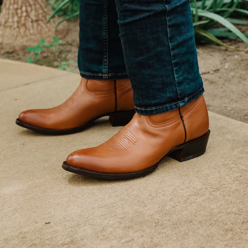 Cowboy Dress Boots | Mens Classic Round-Toe Boots (H7001-Tan)