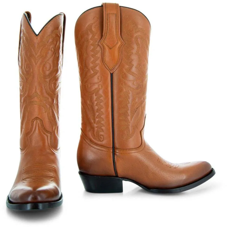 Cowboy Dress Boots | Mens Classic Round-Toe Boots (H7001-Tan)