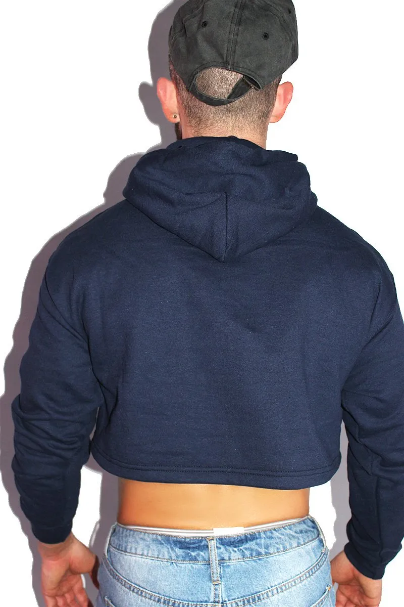 Daddy's Boy Crop Long Sleeve Hoodie- Navy