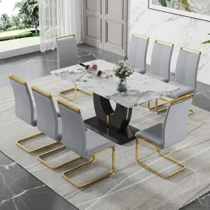 Dining Table Set for 8, Counter Height Dining Table Set, 9 Piece Dining Room Table Set for Kitchen and Living Room Furniture