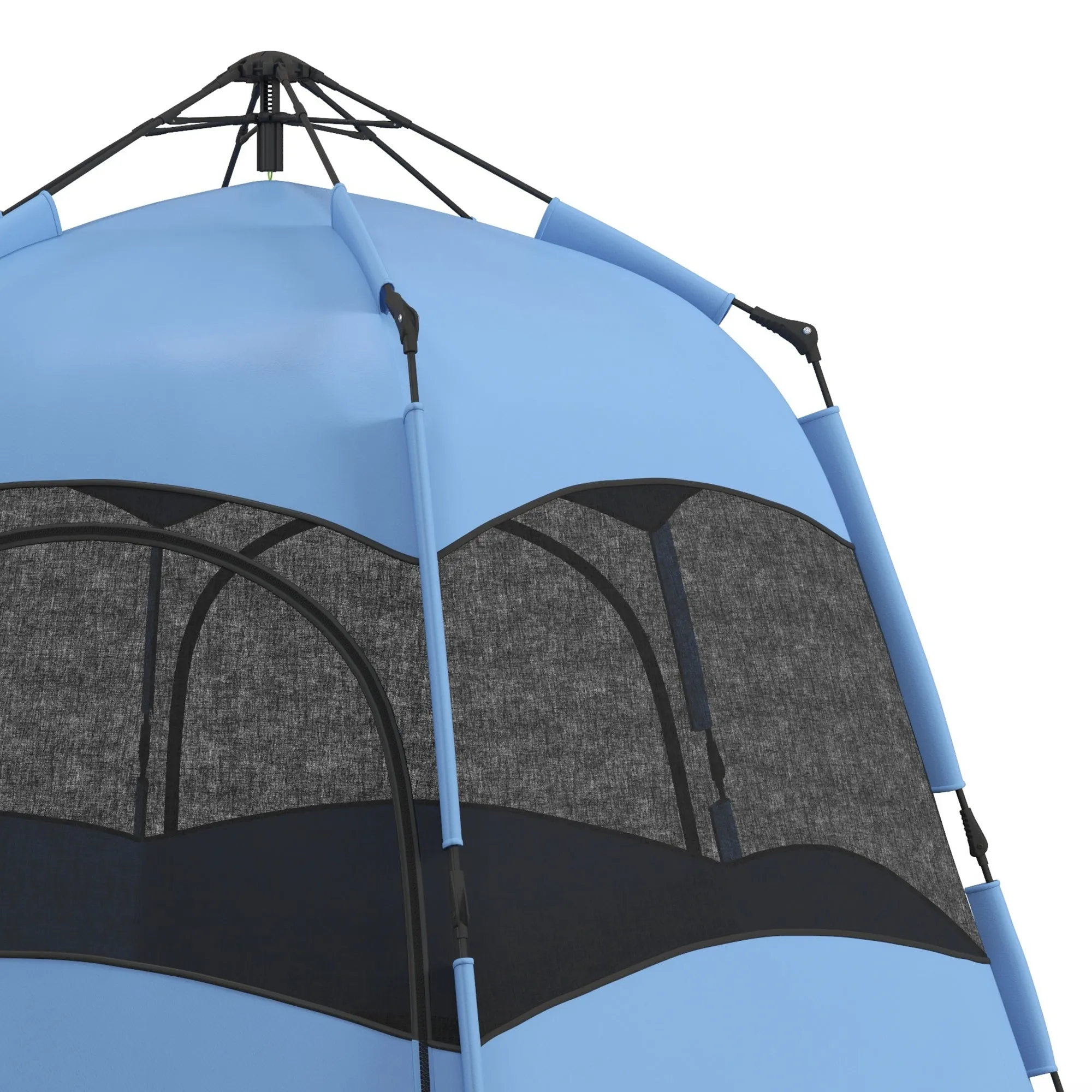 Double Layer Dome Tent w/ Rainfly and Welded Floor, 4 Man Hexagon Pop Up Tent, Portable Camping Shelter w/ Hang Hook and Carry Bag