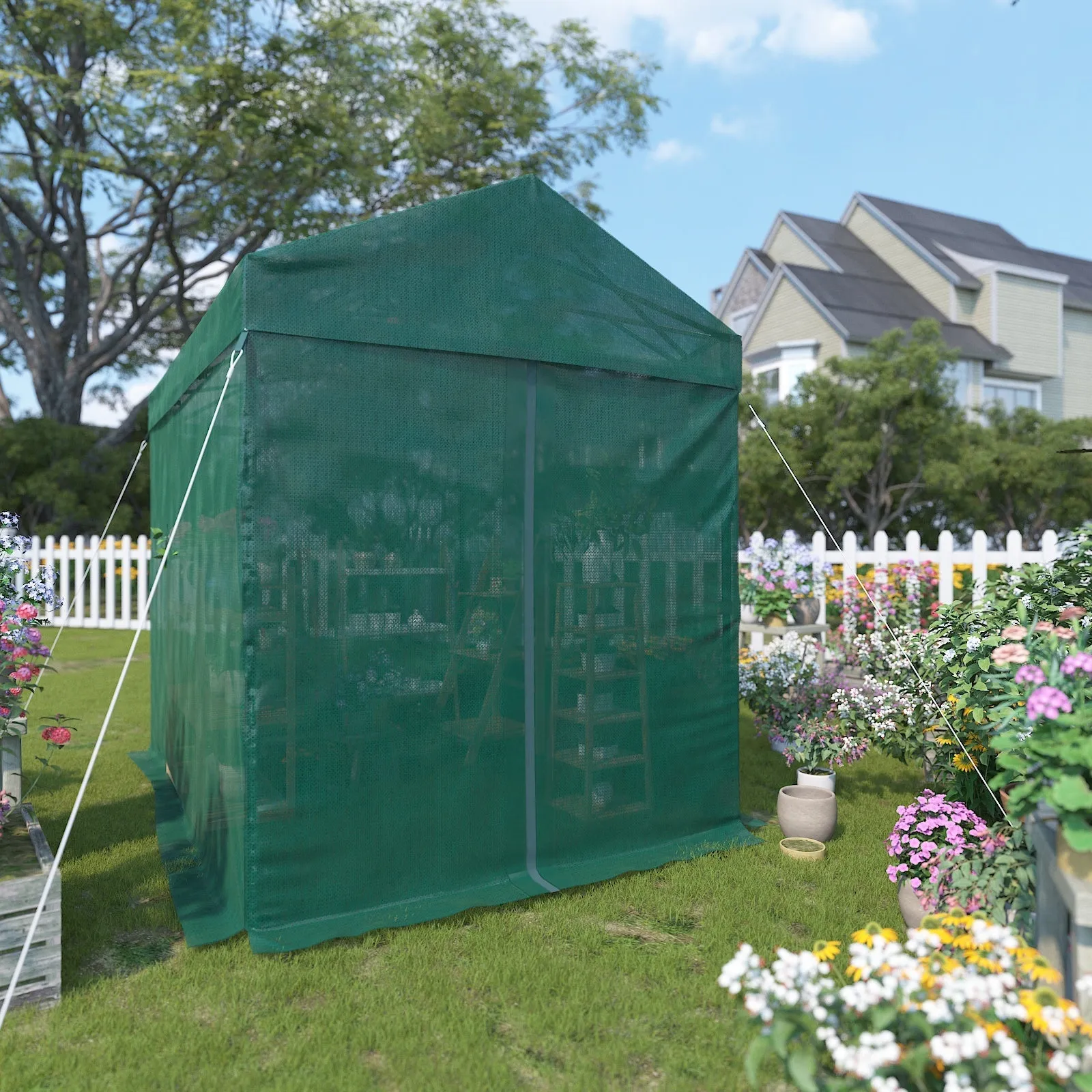 EAGLE PEAK 8x6 Portable Walk-in Mesh Cover Greenhouse with Shade Cloth