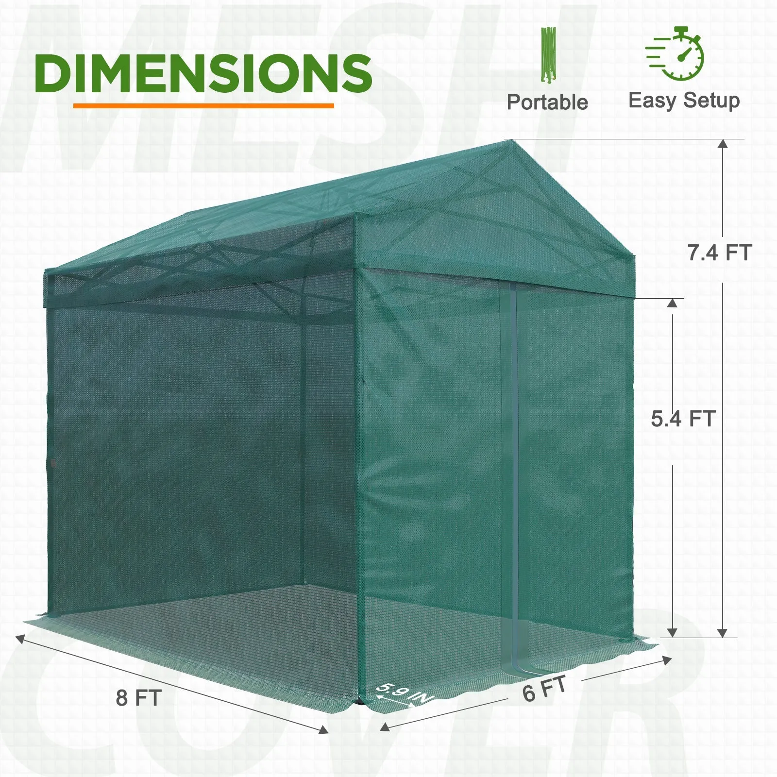 EAGLE PEAK 8x6 Portable Walk-in Mesh Cover Greenhouse with Shade Cloth