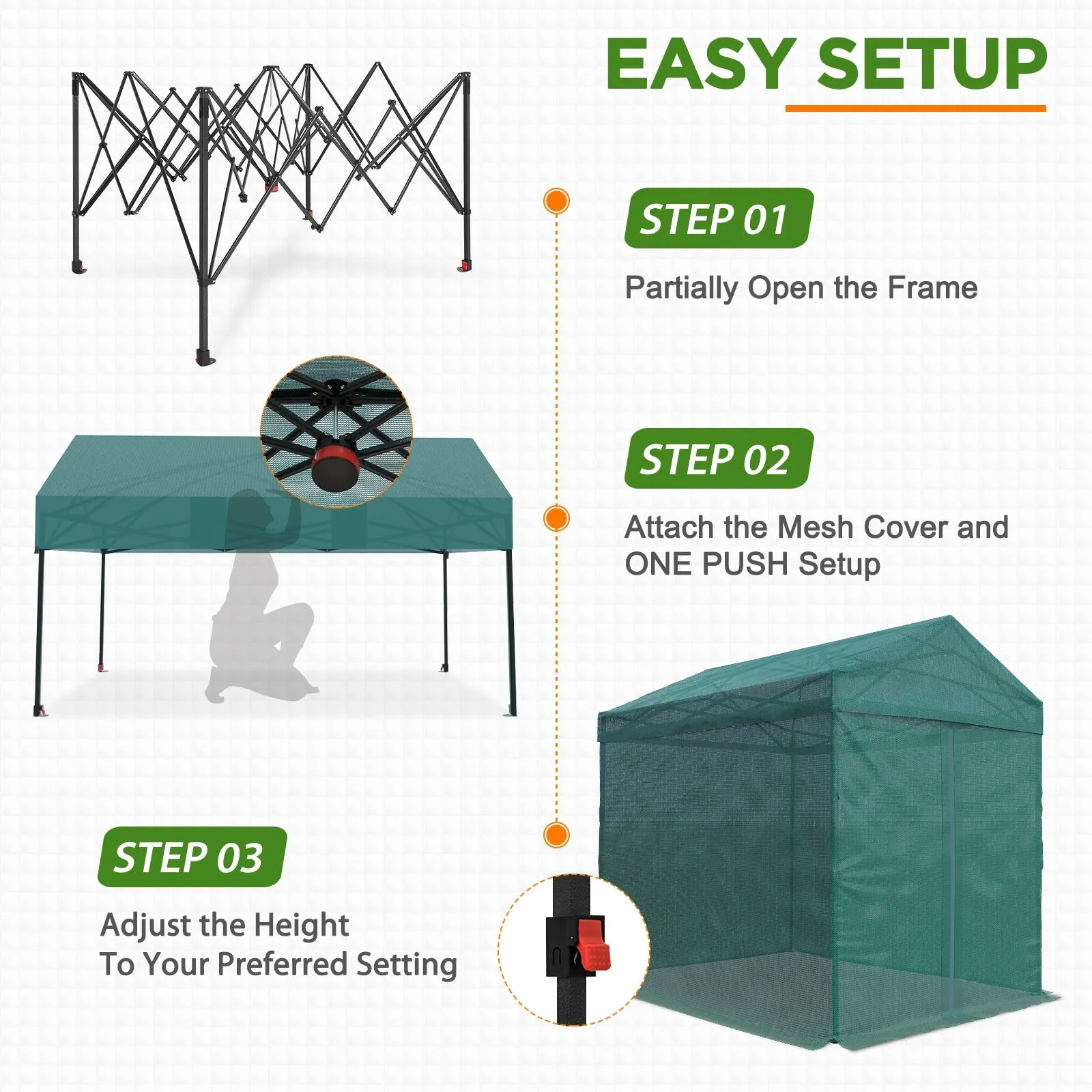 EAGLE PEAK 8x6 Portable Walk-in Mesh Cover Greenhouse with Shade Cloth