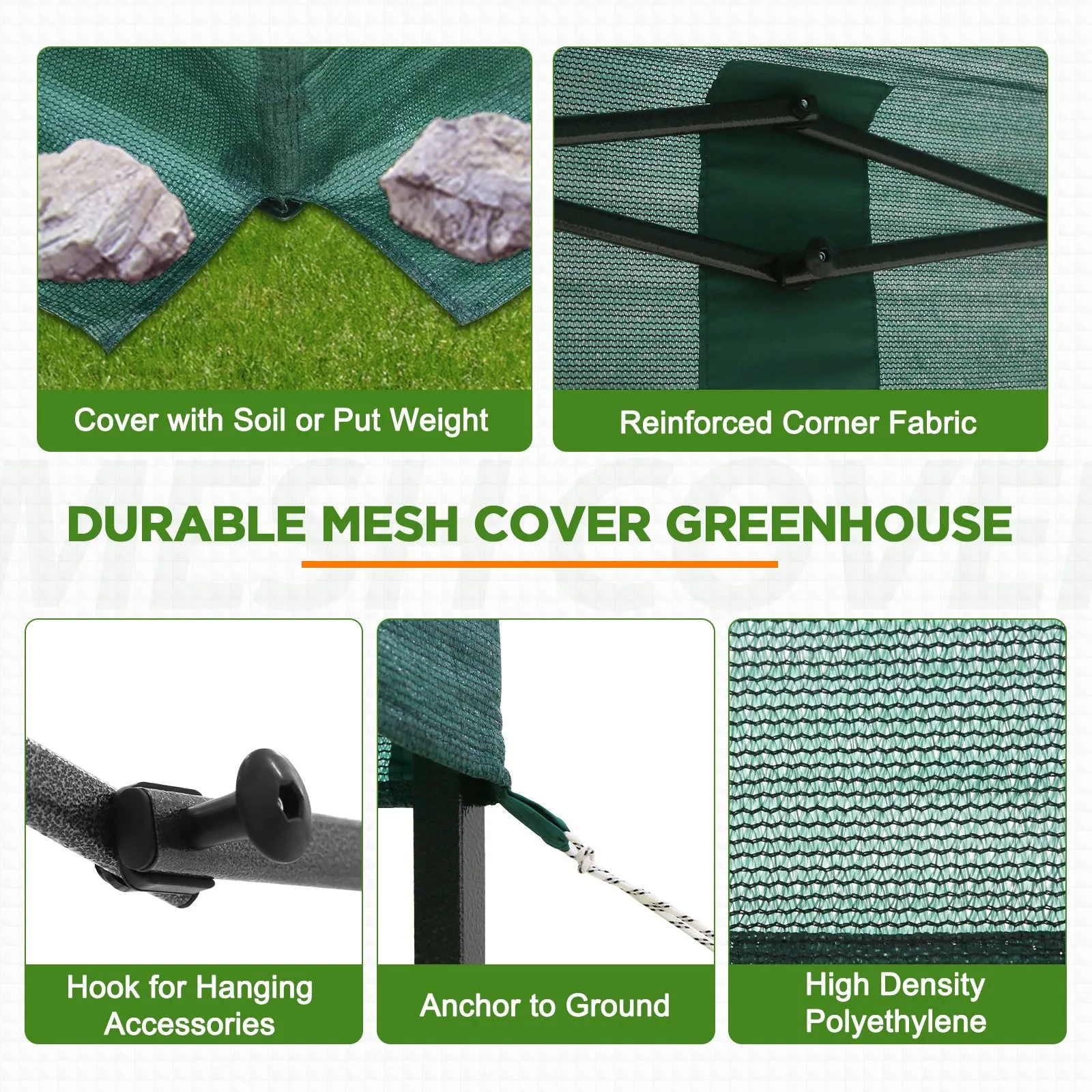 EAGLE PEAK 8x6 Portable Walk-in Mesh Cover Greenhouse with Shade Cloth