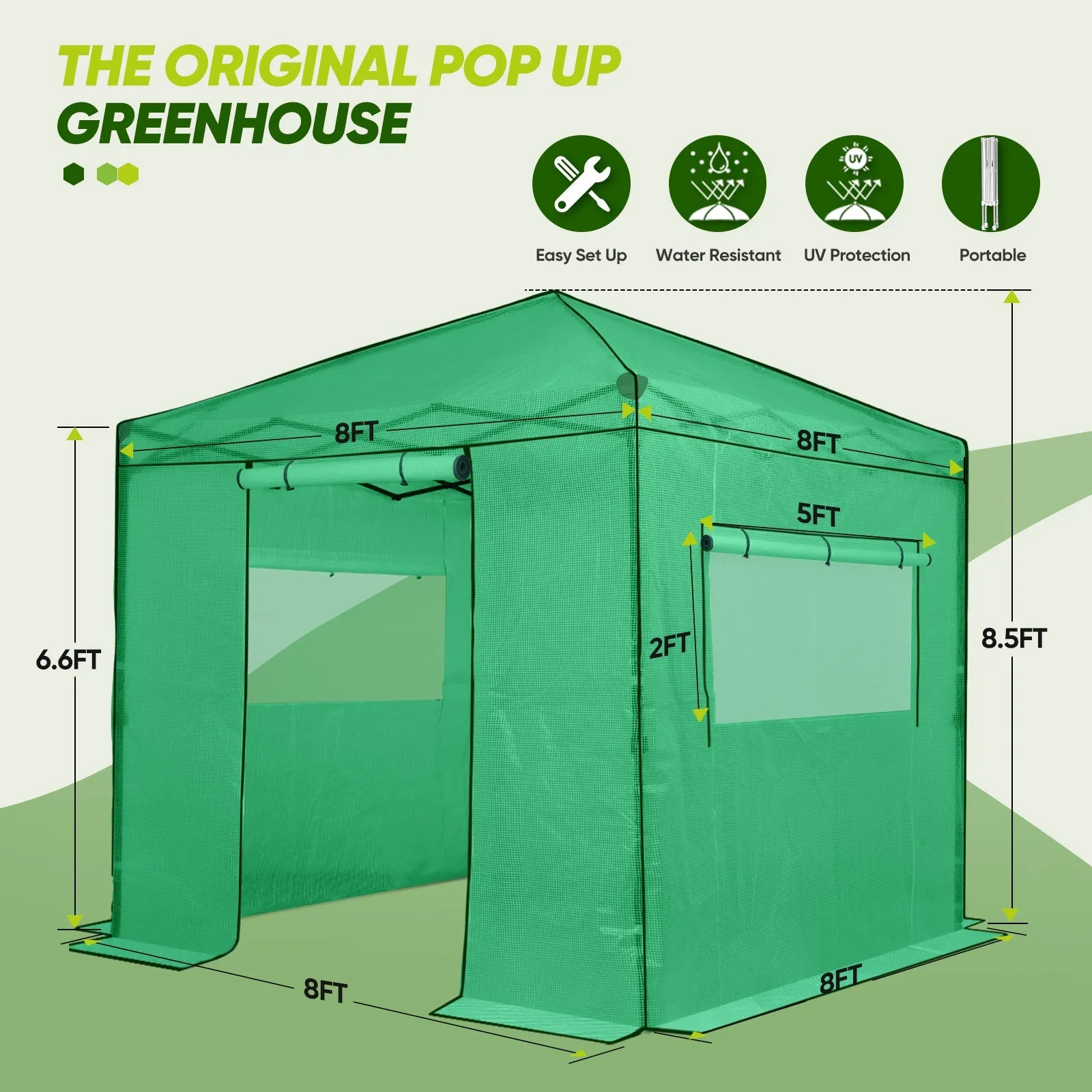 EAGLE PEAK 8x8 Portable Walk-in Greenhouse