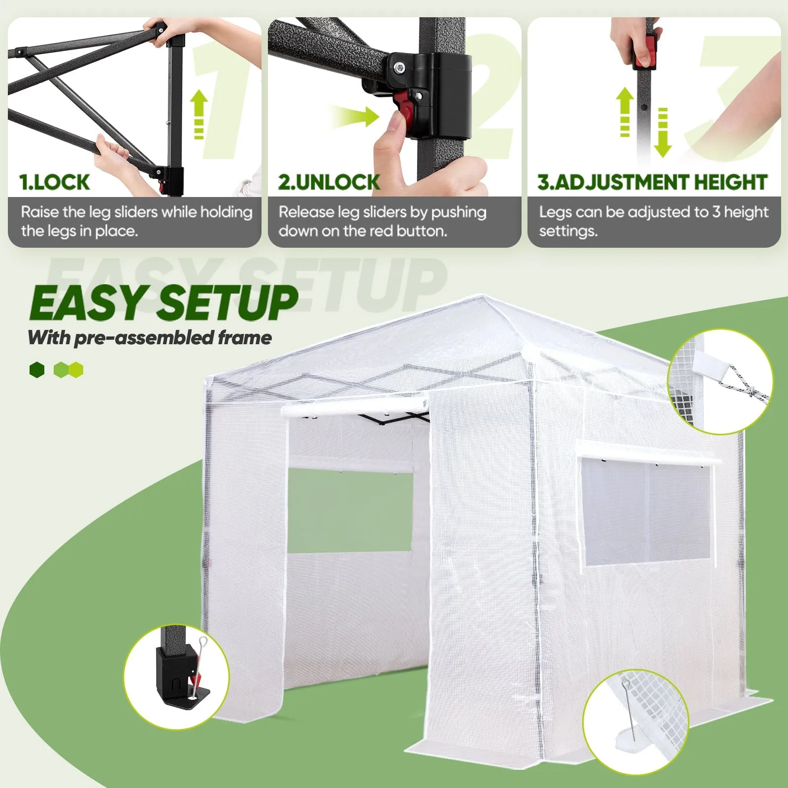 EAGLE PEAK 8x8 Portable Walk-in Greenhouse