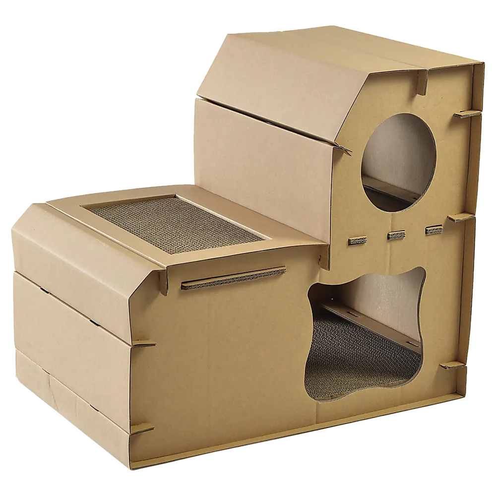 Eco-friendly Cat Cardboard House with Scratcher Pads