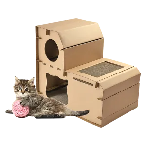 Eco-friendly Cat Cardboard House with Scratcher Pads