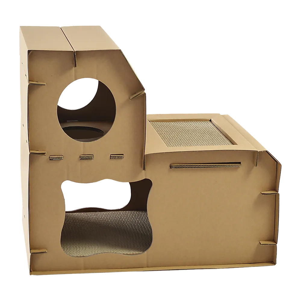 Eco-friendly Cat Cardboard House with Scratcher Pads