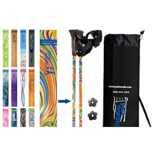 Groovy Hiking & Walking Poles w-flip locks, detachable feet and travel bag - pair - For Heights up to 6’2”