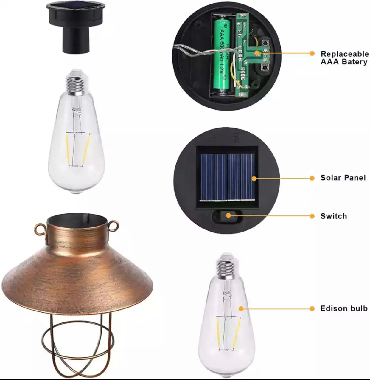 Hanging Solar Lantern with Shepherd Hook 31 Inch