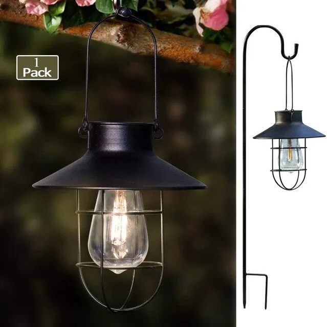 Hanging Solar Lantern with Shepherd Hook 31 Inch