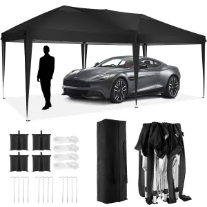 HOTEEL 10x20 Pop Up Canopy Tent Outdoor Shelter for Parties Weddings, Easy Set Up Waterproof Portable Canopy with Carry Bag & 4 Sandbags