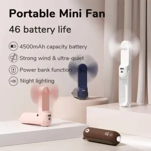 JISULIFE 3-in-1 Handheld Fan with Power Bank & LED Flashlight: Your Go-To Cooling Solution