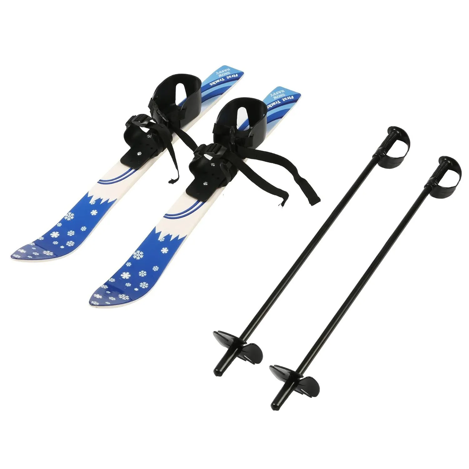 Kids Skis and Poles with Bindings for Age 2-4 Beginner Snow Skis 25.6", Blue