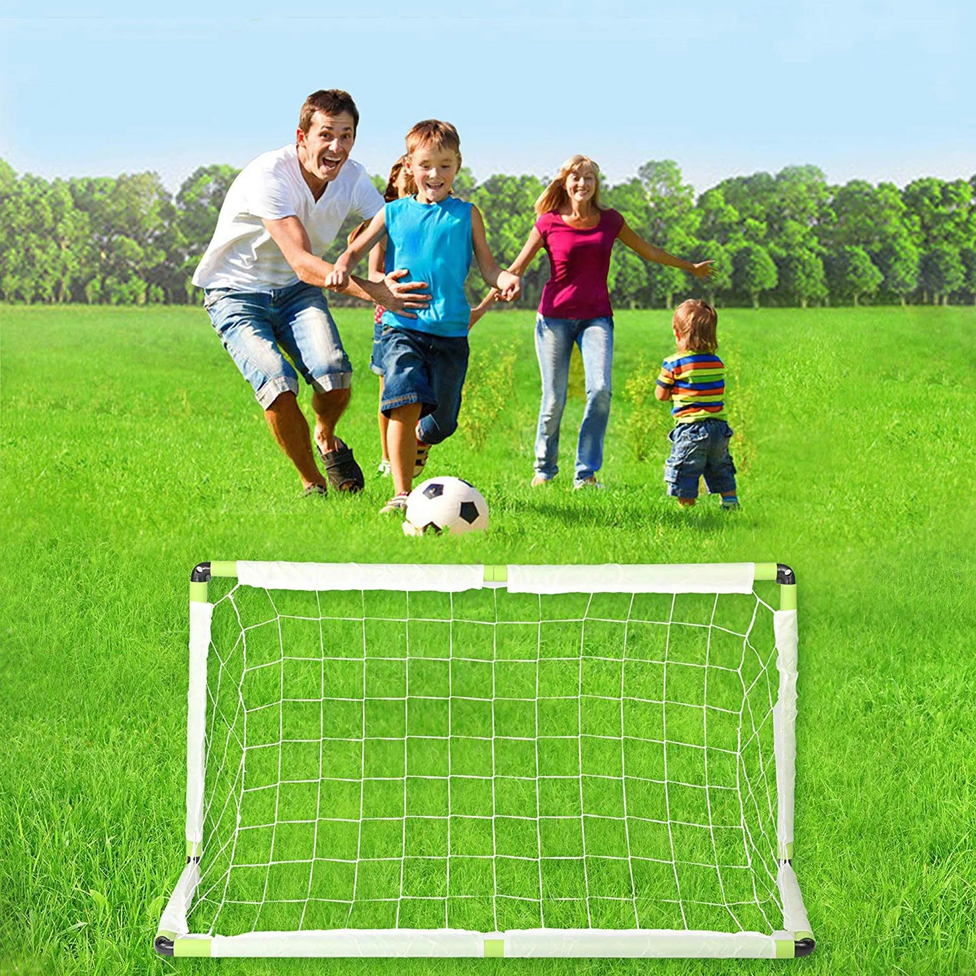 Kids Soccer Goal Portable Football Practice Net with Carry Bag and 4 Ground Stakes for Games and Training,48 x 24 x 24 inches